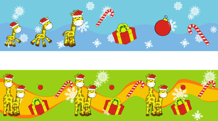 giraffe  cartoon xmas banner8