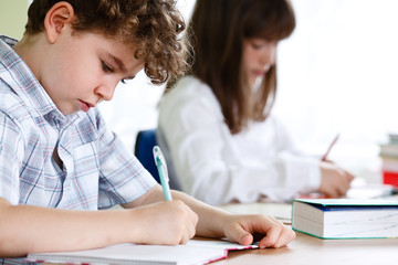 Girl and boy learning