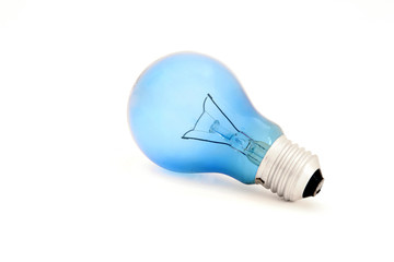 isolated blue light bulb for reading