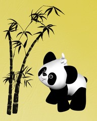 Toon Panda and Bamboo with background © Algol