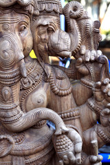 Wooden Statue of Hindu God Ganesha