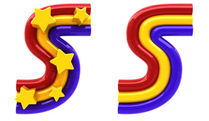 Rainbow and star font letter