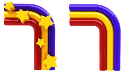 Rainbow and star font letter