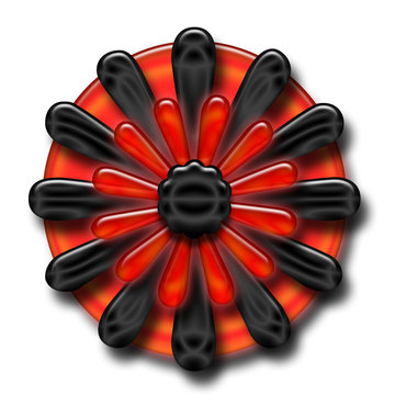 Red and Black Flower Button