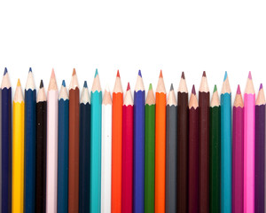 colored pencils, isolated on the white background.