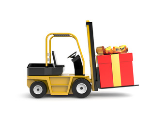 Forklift with gift box