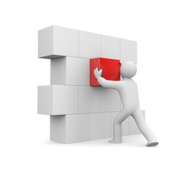 Person build wall. Image contain clipping path