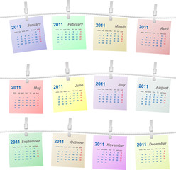 Calendar 2011 colorful on a rope