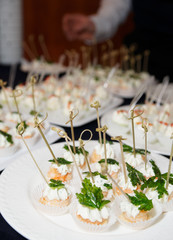 Snacks on banquet table