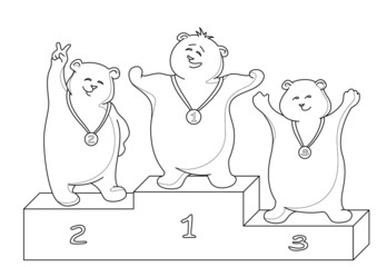 Teddy bears sportsmans, contours