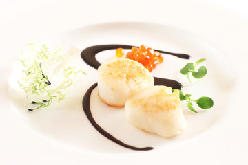 Appetizer with Scallops and Red Caviar