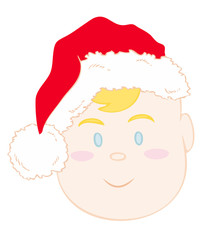 Baby Face with Santa Claus Hat.