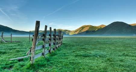 Mountain plain in early morning