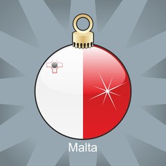 malta flag in christmas bulb shape