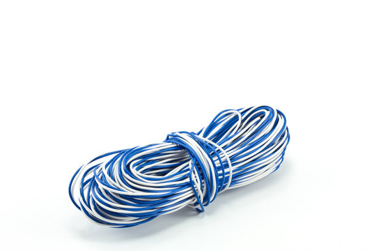 Blue and white cable