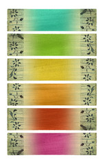 Multicolored coconut paper banner set isolated