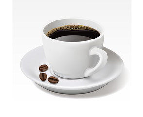 Cup of black coffee isolated on white