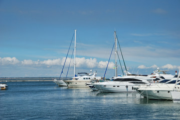 White yachts on an anchor