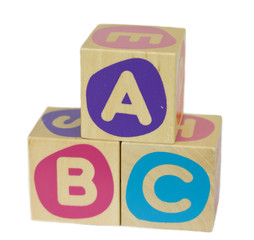 Wood building blocks, with the letters ABC,