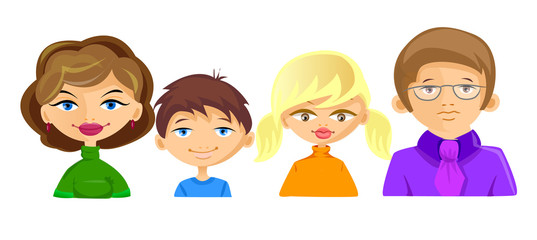 сет персонажей членов семьи включает маму, папу, дочь, сын