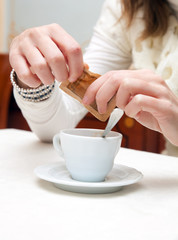 Woman enjoying a cup of coffee