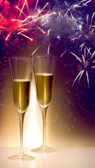 Silvester, Feuerwerk, Partytime, Sektgläser, Champagner