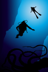 Colorful scuba diver vector illustration