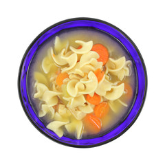 Chunky chicken soup with pasta and carrots