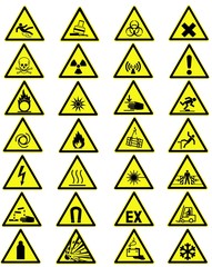 Yellow warning signs collection