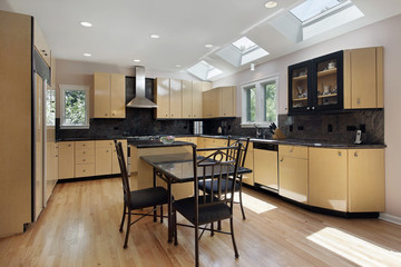 Kitchen with skylights