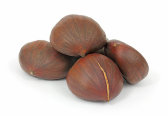 Several chestnuts in shell