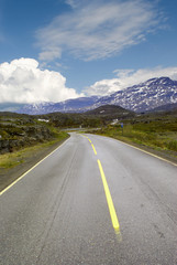 Road to mountains of Norway over pass Bjornfild