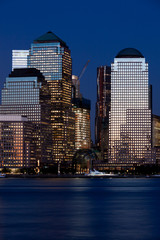 Manhattan Financial District at sunset from Jersey