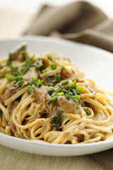 duck pasta with mushroom sauce