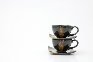 stack of coffee cup on white background