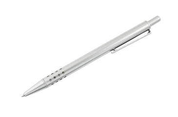 Grey metallic pen isolated on white