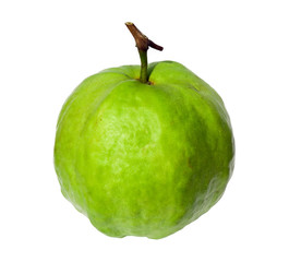 Single guava on white background.