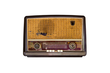 old vintage radio isolated on white background