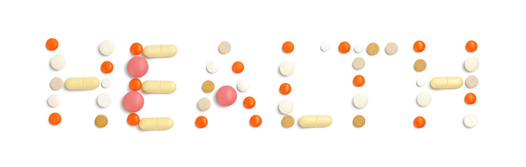 tablets inlaid floor: Health on a white background