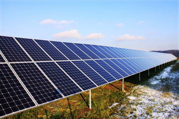 Solar Power Station in the snowy Nature