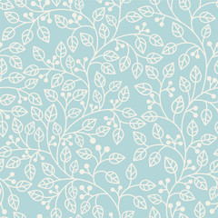 blue seamless pattern with leaves