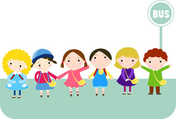 Children waiting bus