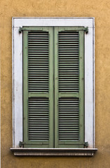 Green wooden grungy window