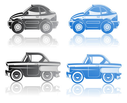 A Vector  illustration of modern coupe and Classic Car.