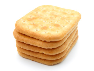 Stack of crackers isolated on a white background