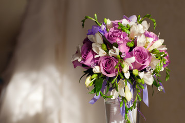 bouquet and wedding dress