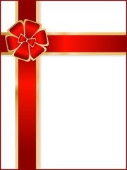 Blank card with red ribbon