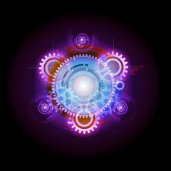 Glowing Techno Gears Purple