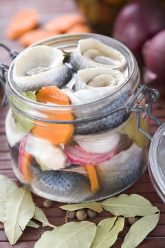Pickled Herring in glass jar