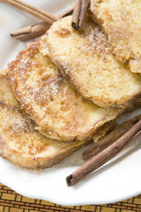 Tasty toast with cheese and cinnamon